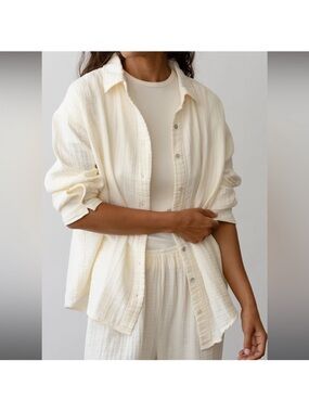 DONNI. Cream bubble gauze oversize shirt size XS